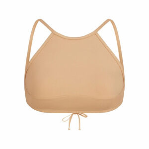 Skims Recycled Swim High Neck Top Sexy Tie Back Bikini Top Ochre NWT Size Small